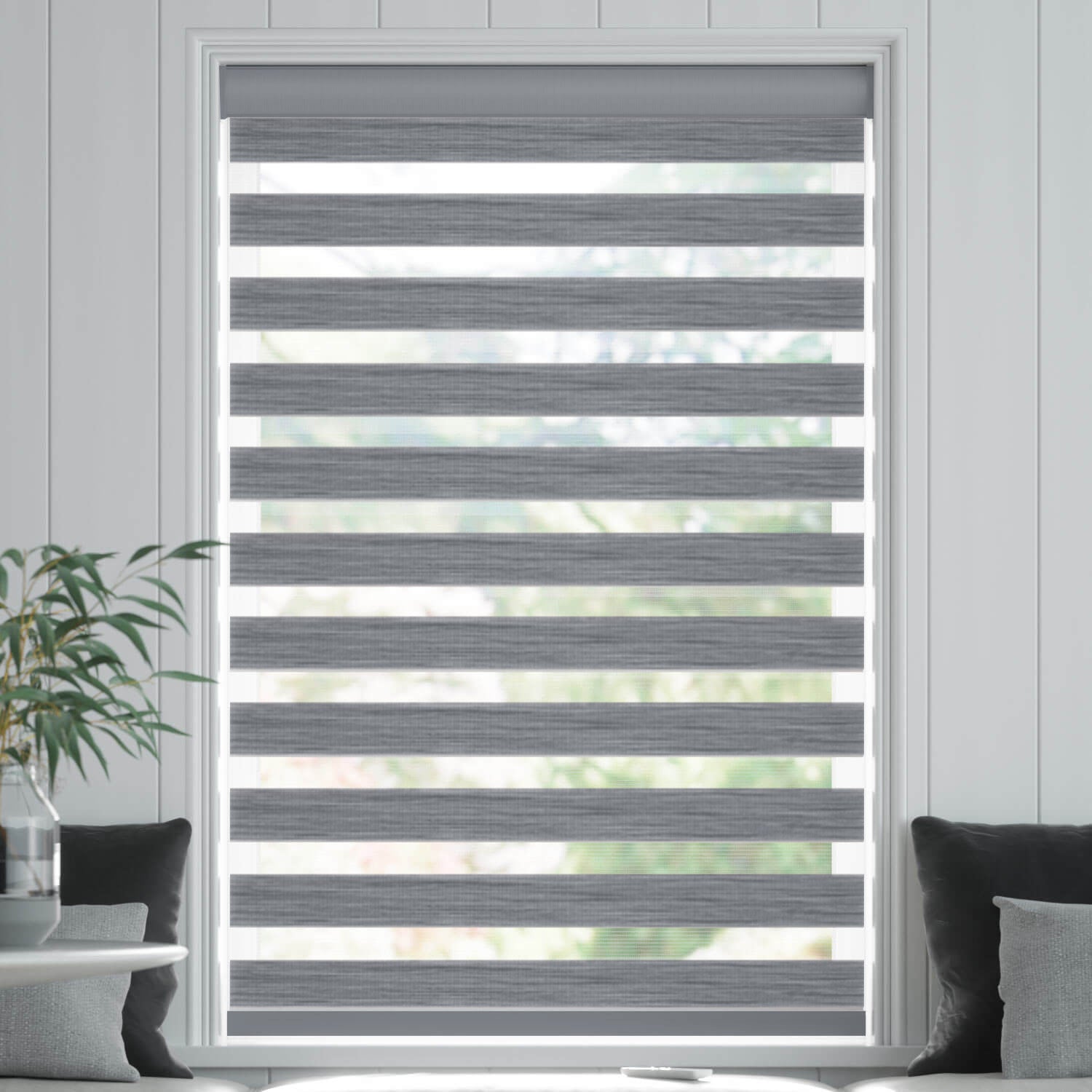 Day And Night Wood Look Roller Blind- Grey 