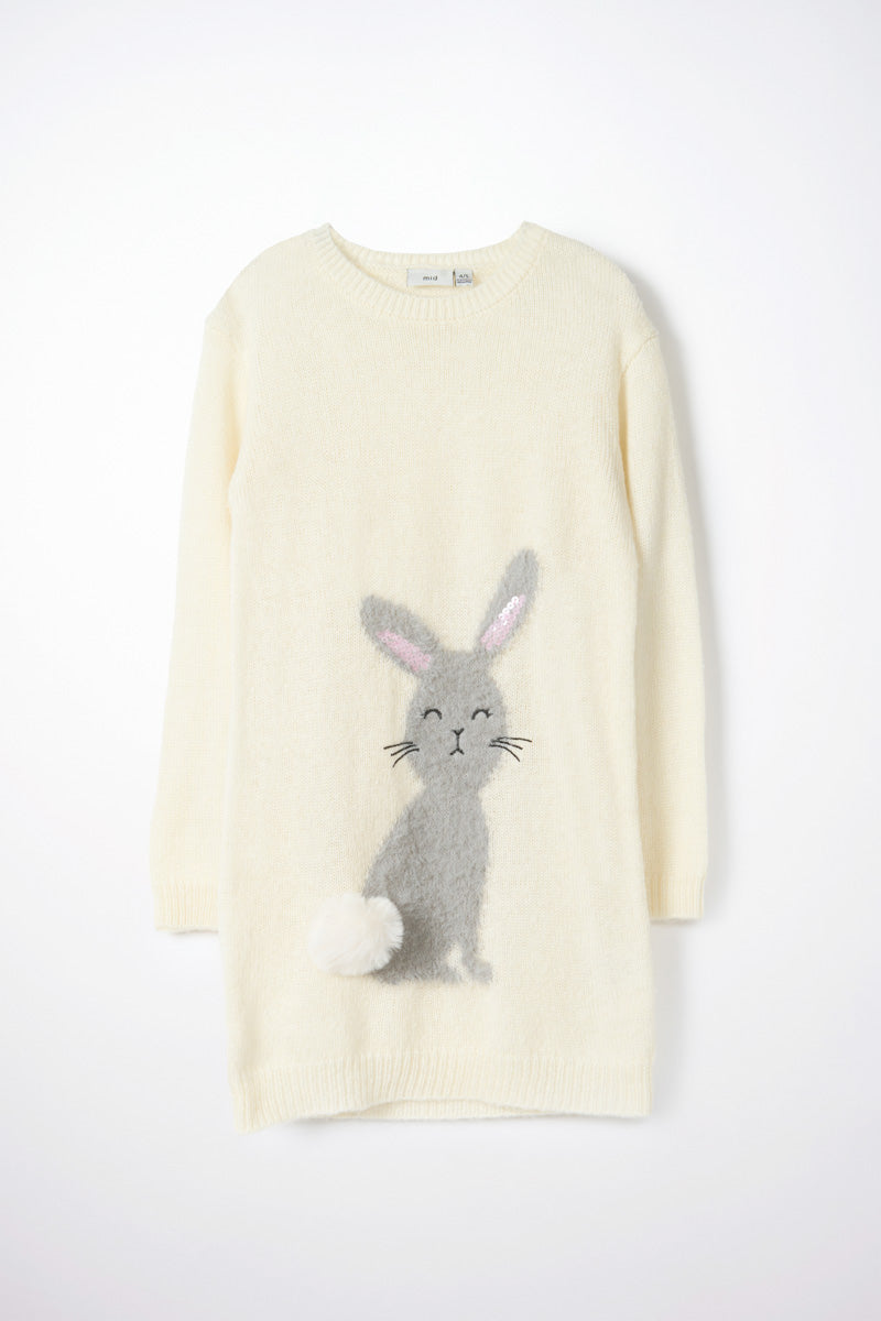 Knitted dress with a bunny - MID