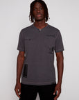 Henley collar t-shirt with pocket and writing - Projek Raw