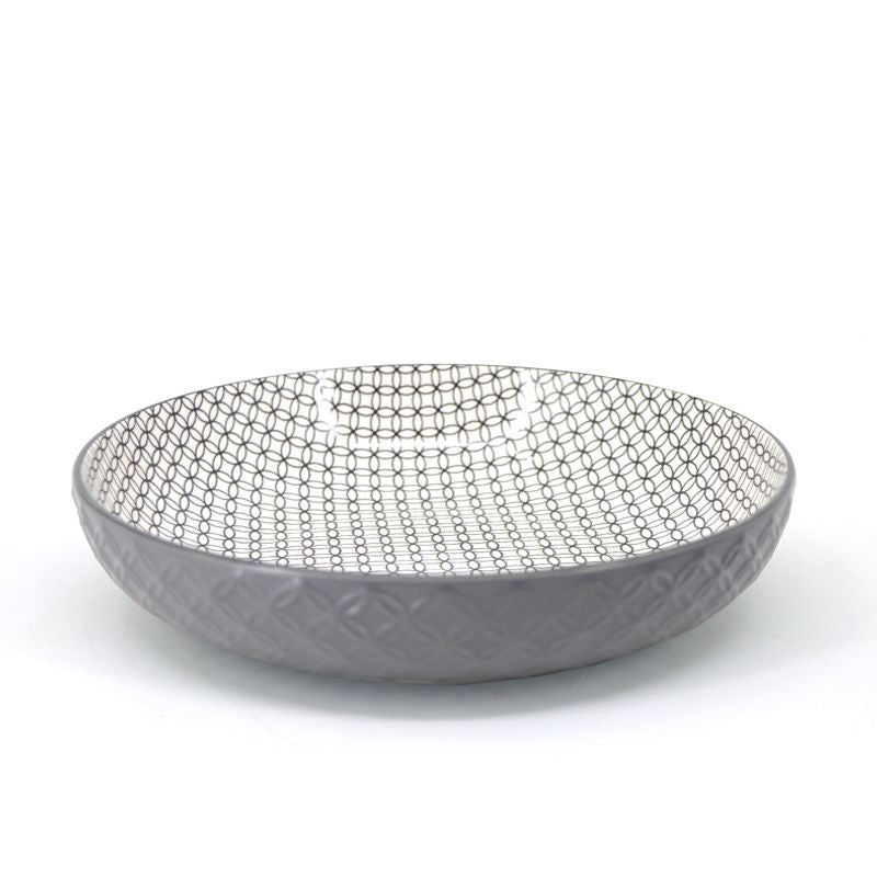 Shallow Textured Gray Bowl