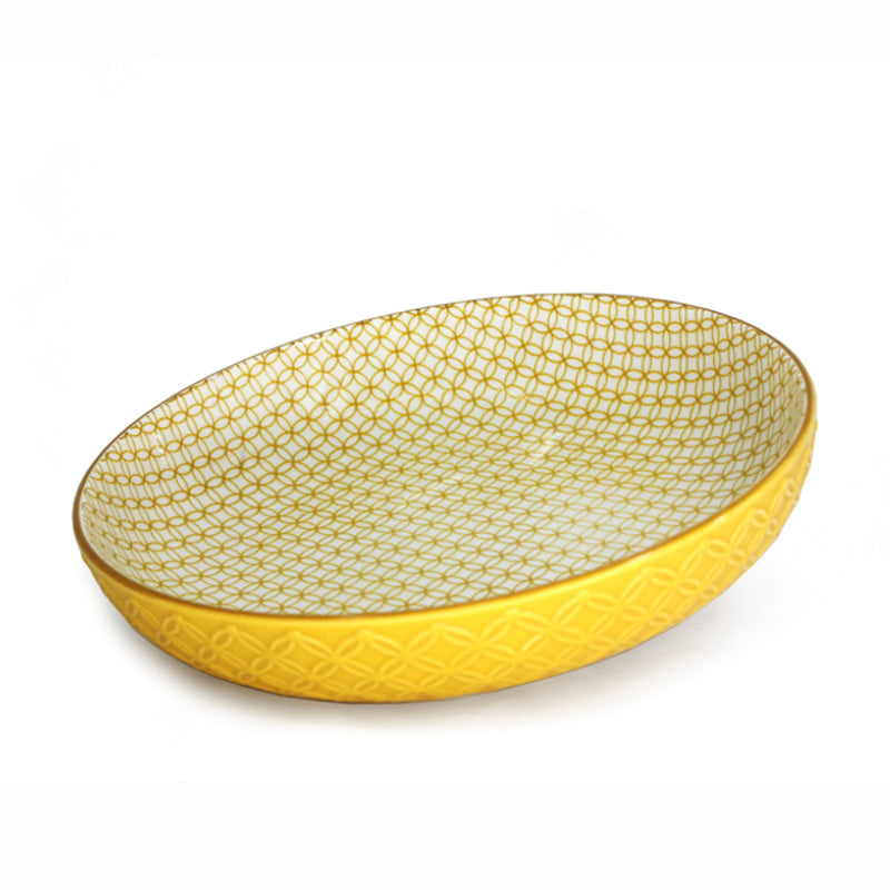 Shallow Textured Yellow Bowl