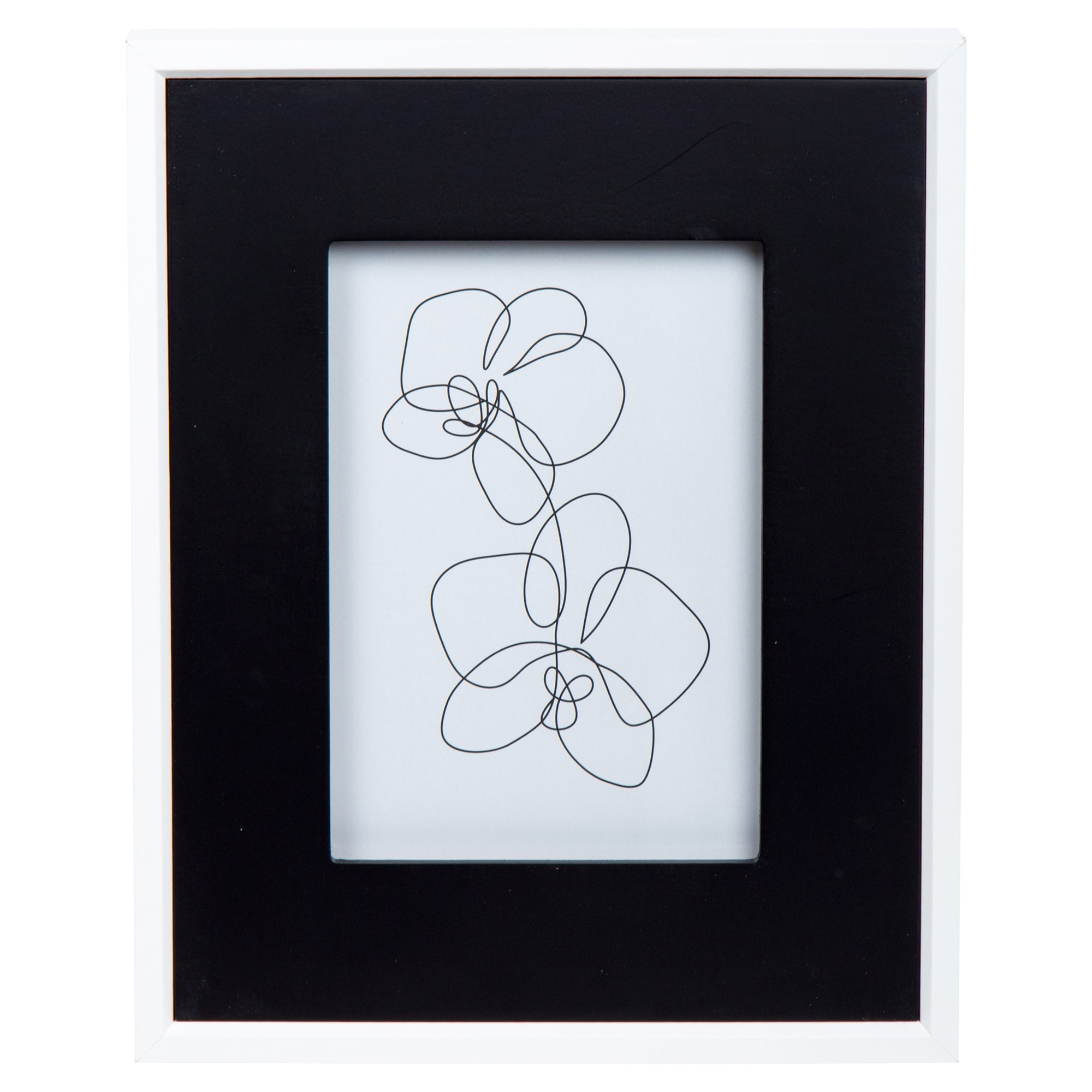 Photo frame 13 x 18 cm black marbled outline - White