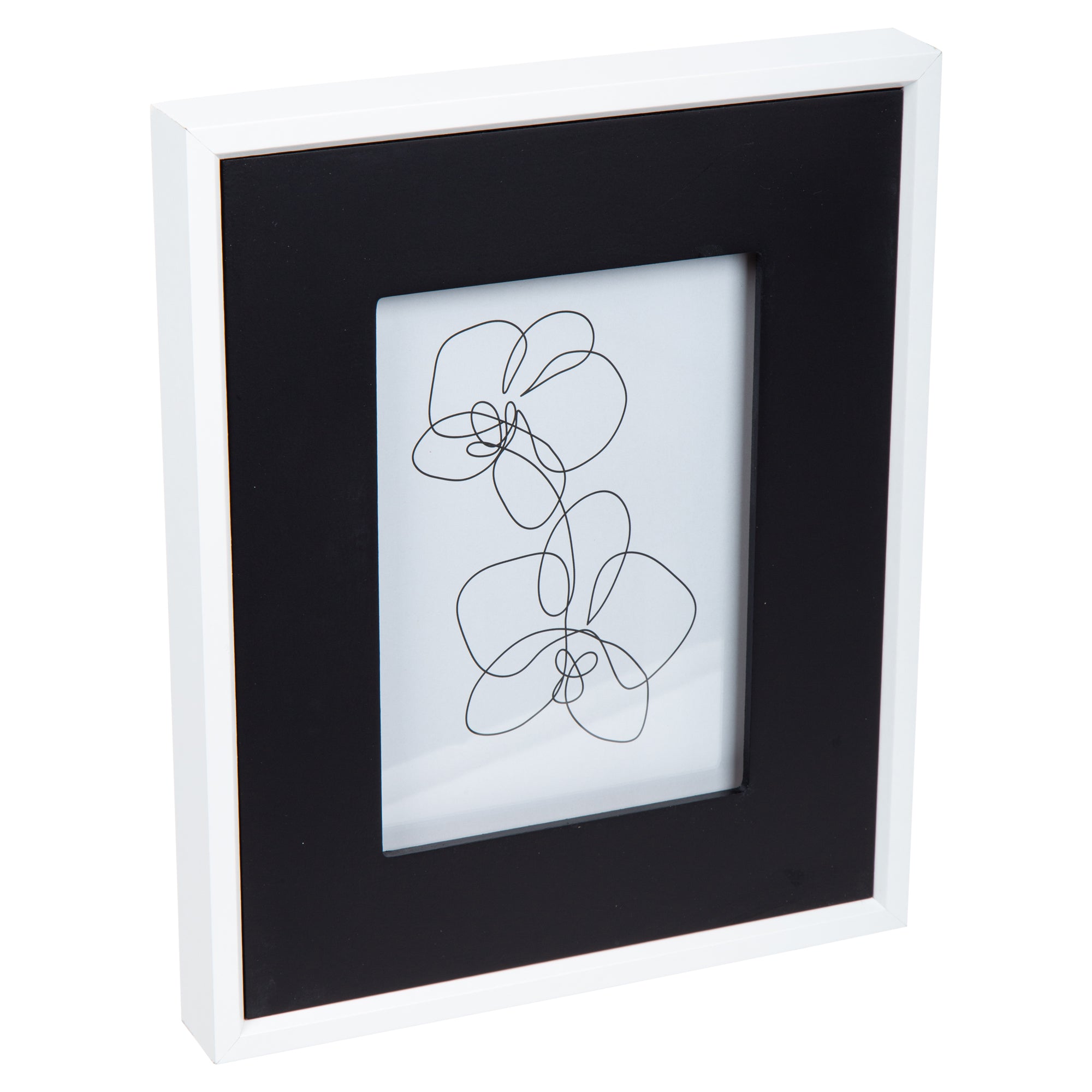 Photo frame 13 x 18 cm black marbled outline - White