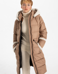 Manteau long avec bordures en sherpa - Point Zéro