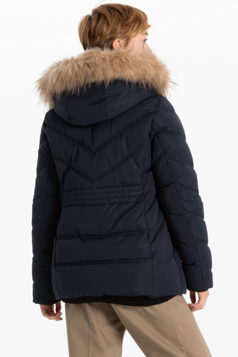 Manteau élégant avec bordure en fourrure - Point Zéro