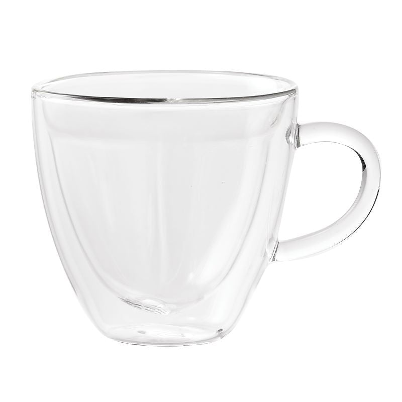 Heart-shaped double wall glass mug