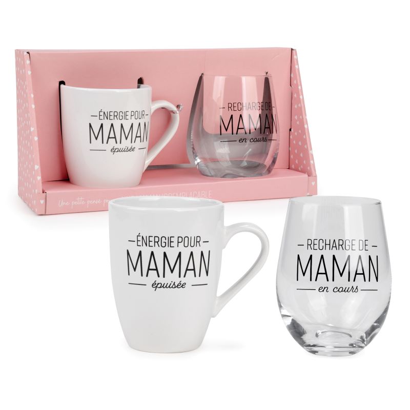 Ensemble de tasse et verre à vin pour maman