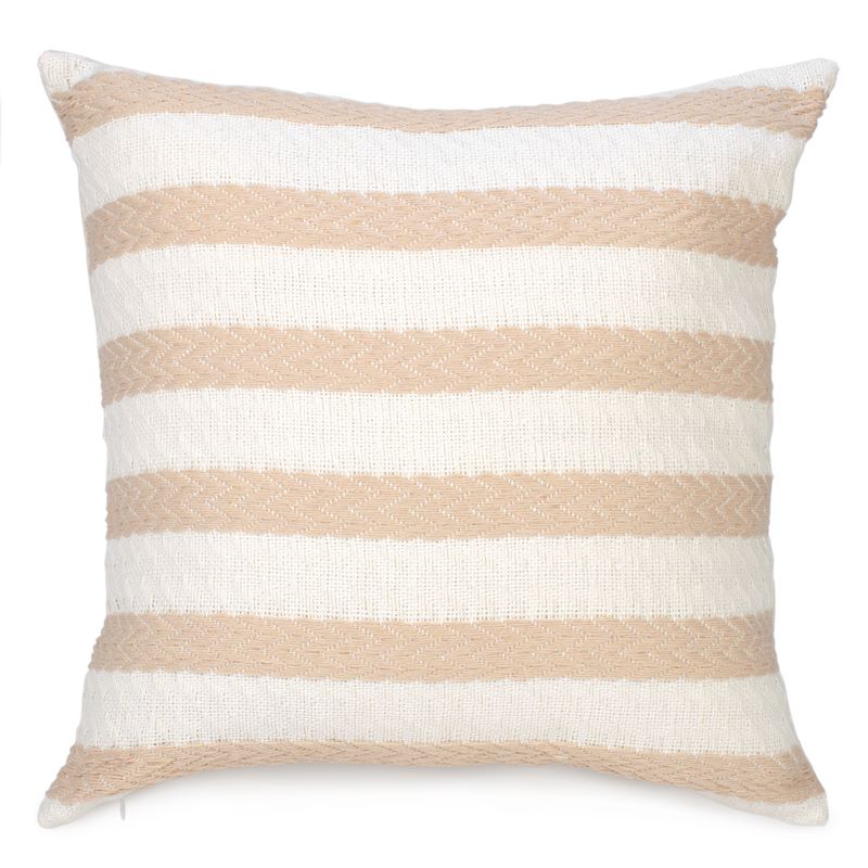 Beige woven stripe cushion