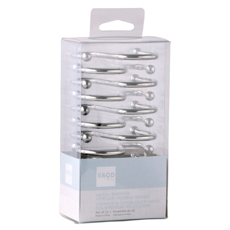 Metal shower curtain hooks