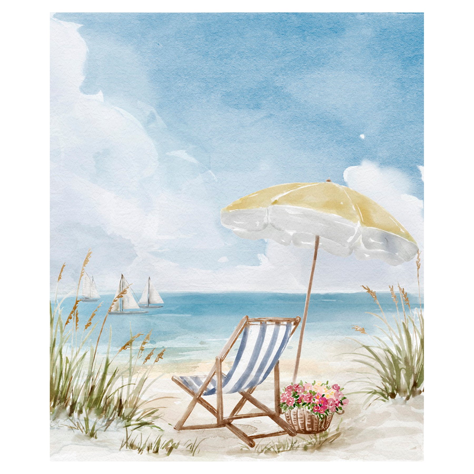 Cadre image - Détente sur la plage 58 x 58 cm