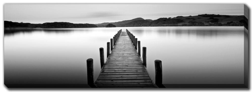 Cadre image - Lac Pier noir et blanc 51 x 152 cm