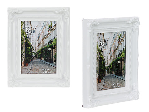 Cadre photo 10 x 15 cm baroque - Blanc