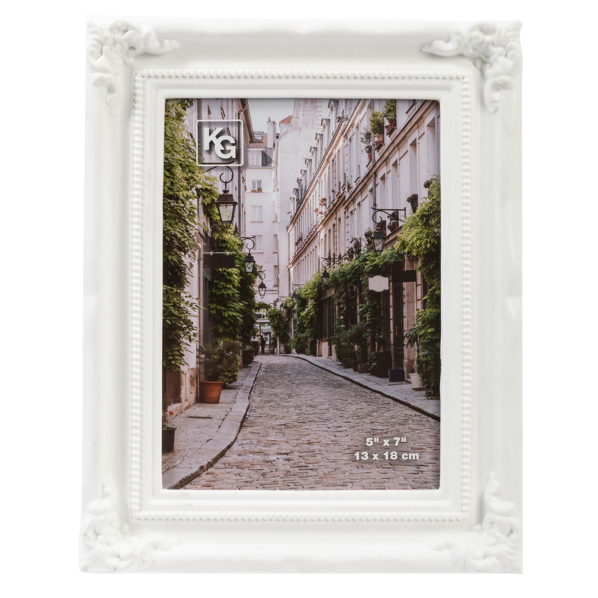 Cadre photo 13 x 18 cm baroque - Blanc