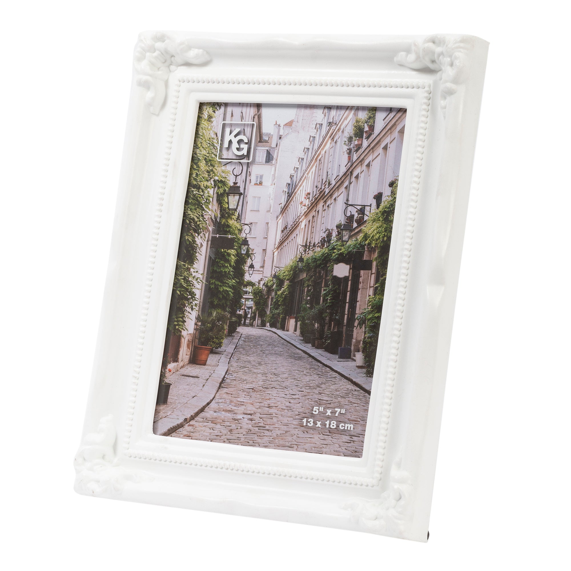 Cadre photo 13 x 18 cm baroque - Blanc