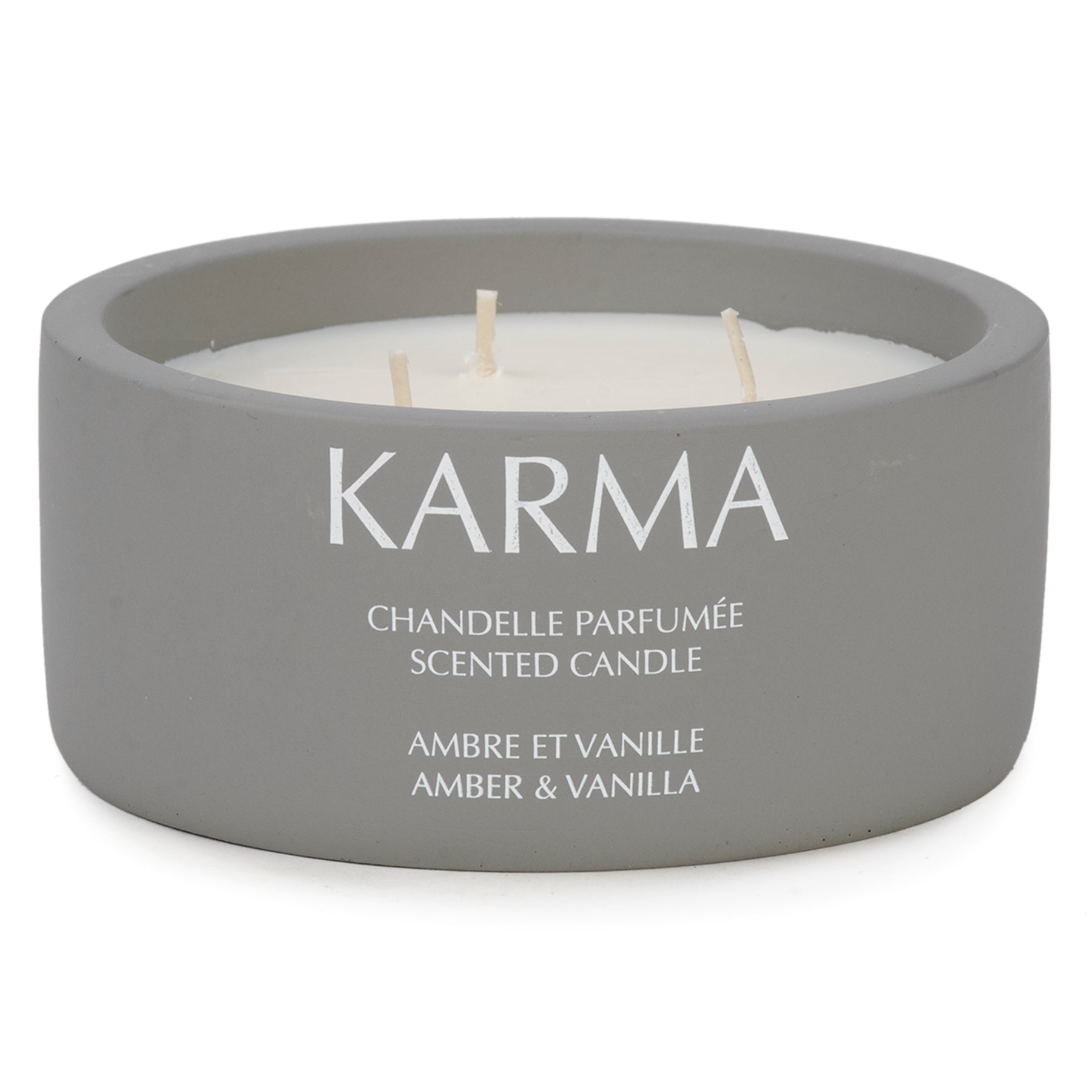 3-wick candle - Karma gray amber and vanilla