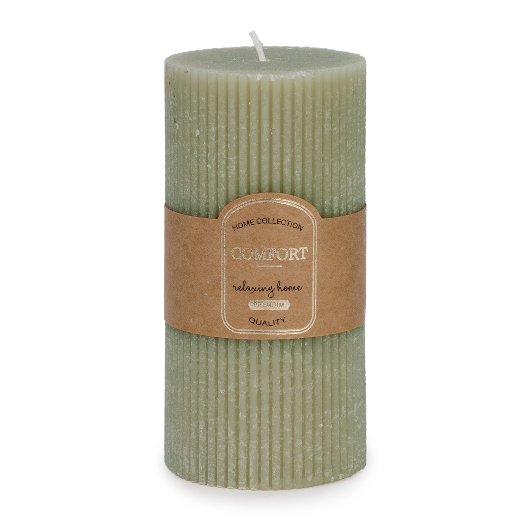 Ribbed sage Candle - 8 x 13 cm