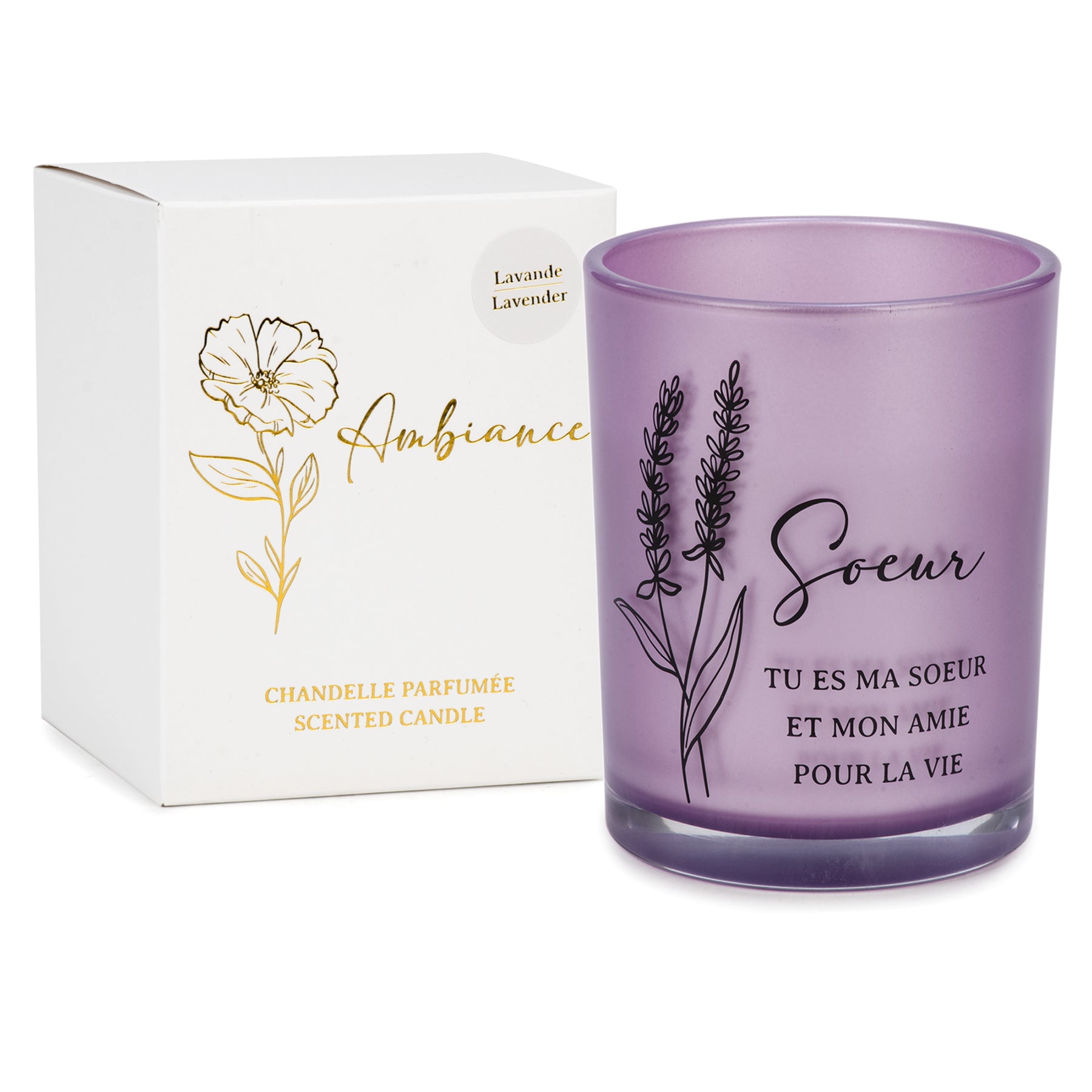 Chandelle parfumée - mauve lavande Soeur 10 x 13 cm