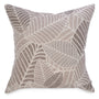 Cushion with brown and taupe foliage print