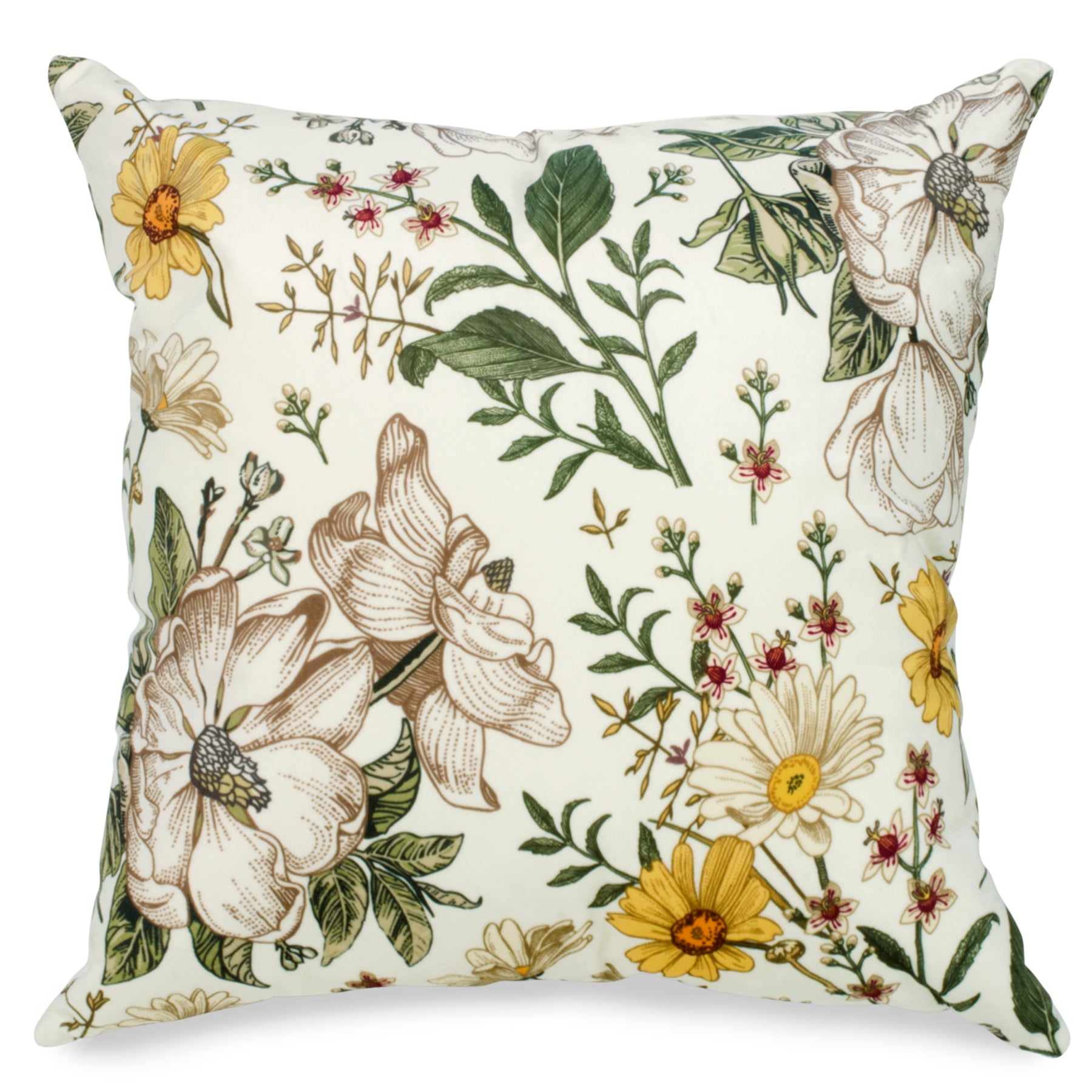 Suede floral square cushion