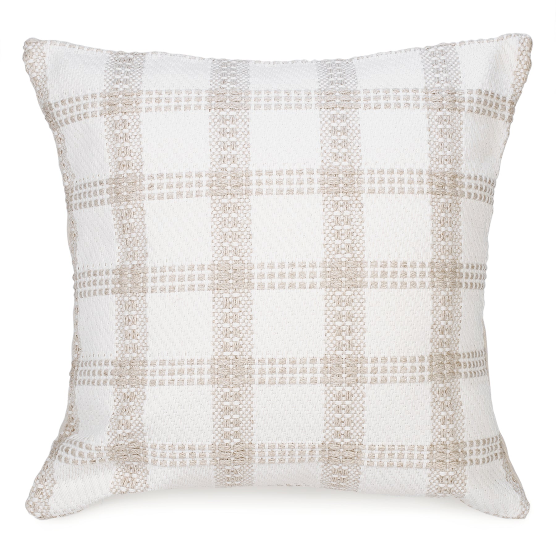 Taupe woven check cushion