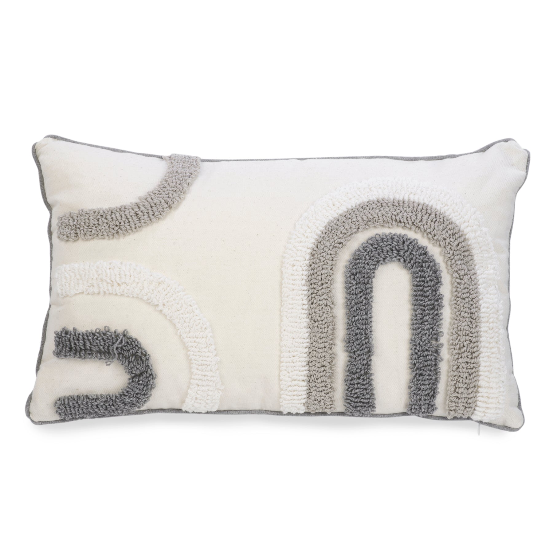 Coussin rectangulaire bouclé gris taupe