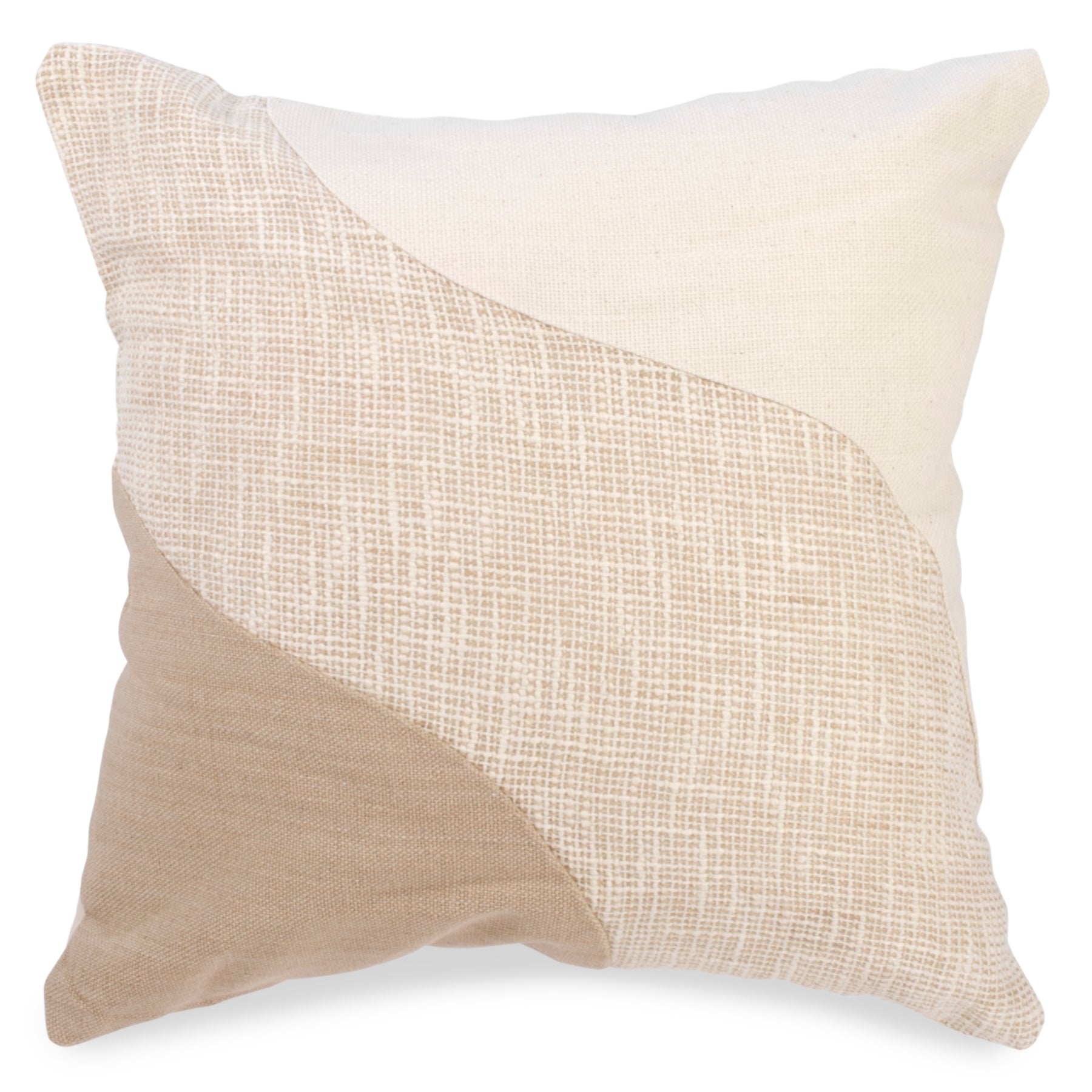 Coussin tissé motif épuré beige