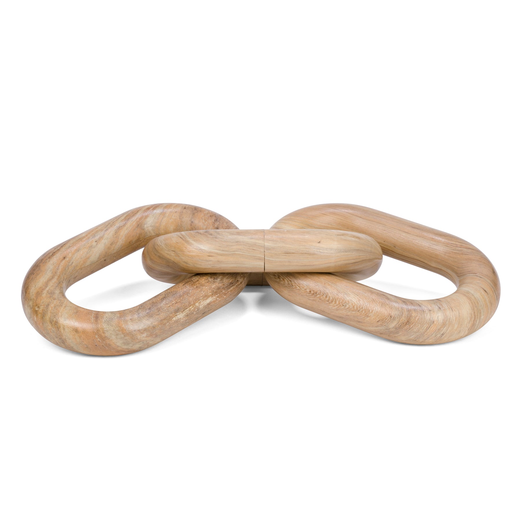 Triple chain decoration - natural wood 31 x 10 cm