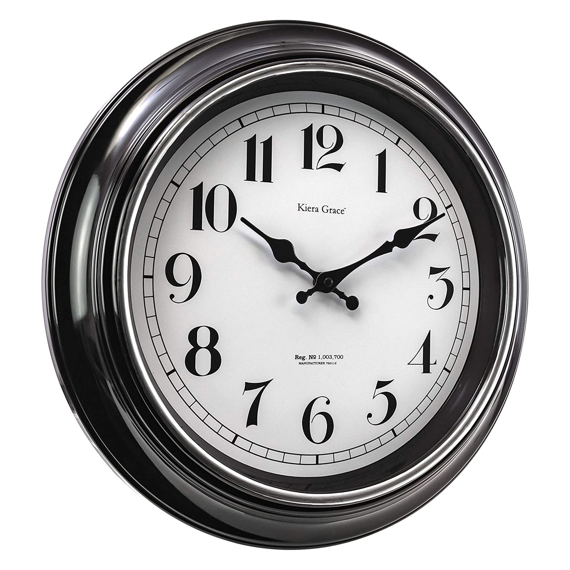 Horloge murale 41 cm fond blanc - Noir