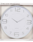 Horloge murale 46 cm fond blanc - Argent