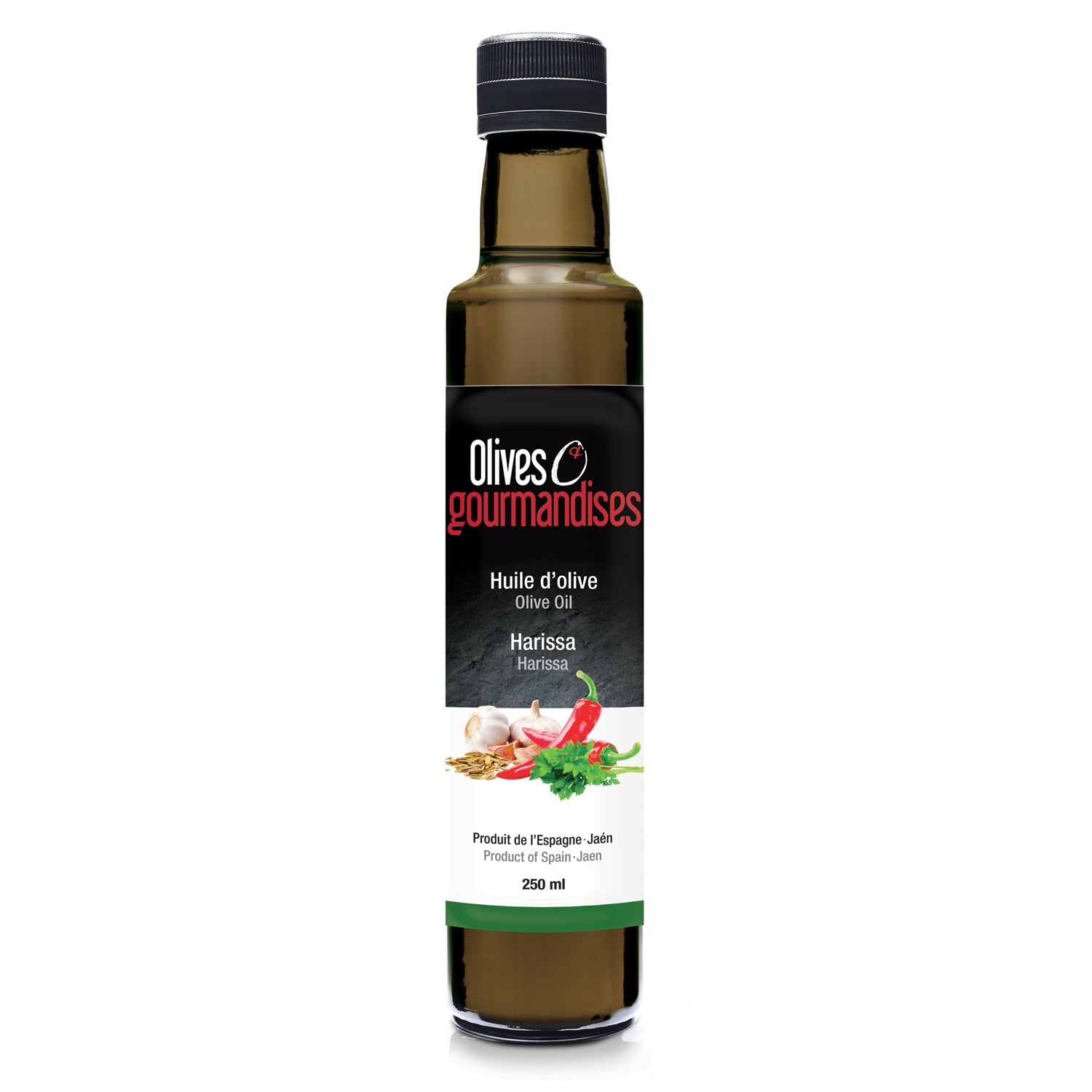 Huile d&#39;olive Harissa 250 ml - Olives et gourmandises