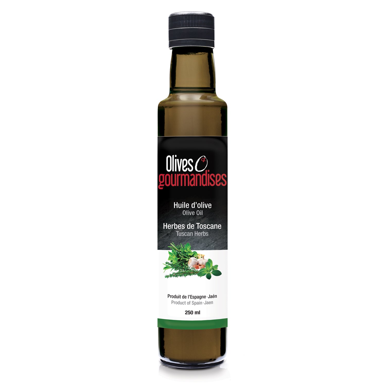 Huile d&#39;olive Herbes de Toscane 250 ml - Olives et gourmandises