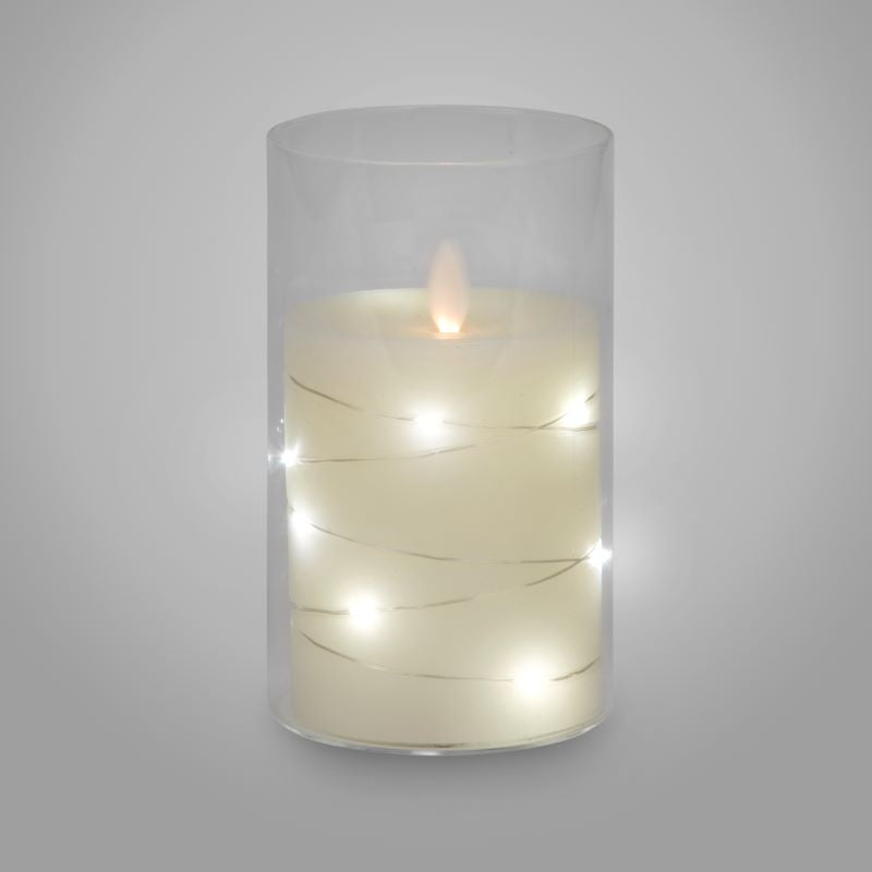 Chandelle LED crème avec fil lumineux 15cm