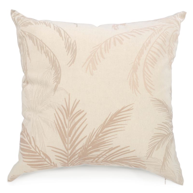 Coussin carré feuillage beige