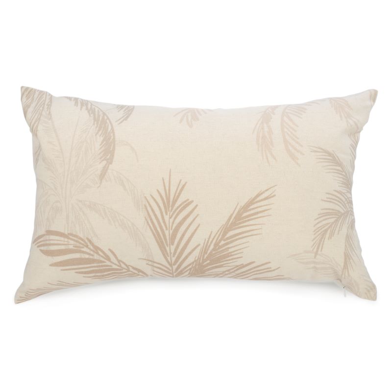 Coussin rectangulaire feuillage beige