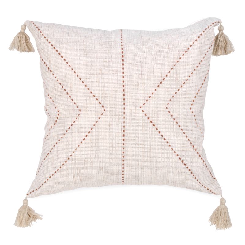 Beige square cushion with polka dots