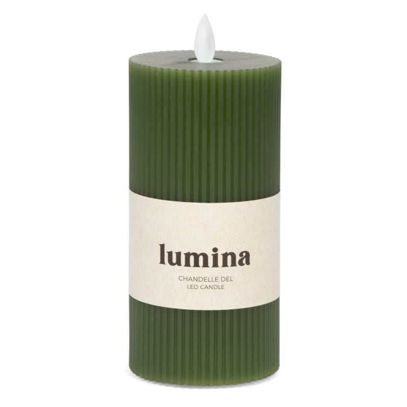 Green striped LED candle 18cm