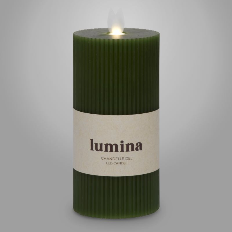 Green striped LED candle 18cm