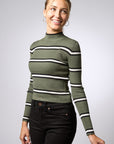 Striped mock neck sweater