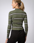 Striped mock neck sweater