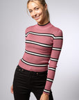 Striped mock neck sweater