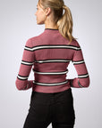 Striped mock neck sweater