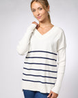 Striped V-neck knit - Mosaic