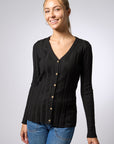 Ribbed Button Cardigan - Mosaic