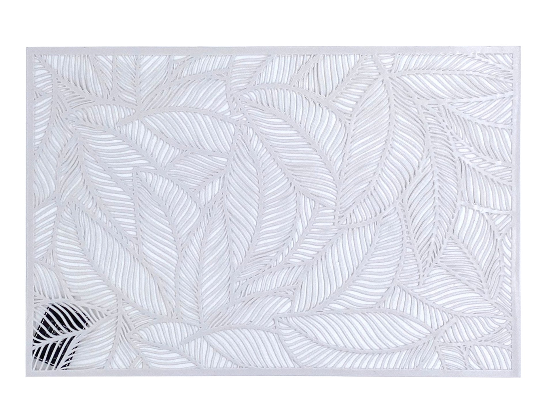 Placemat 30 x 45 cm leaf pattern – White