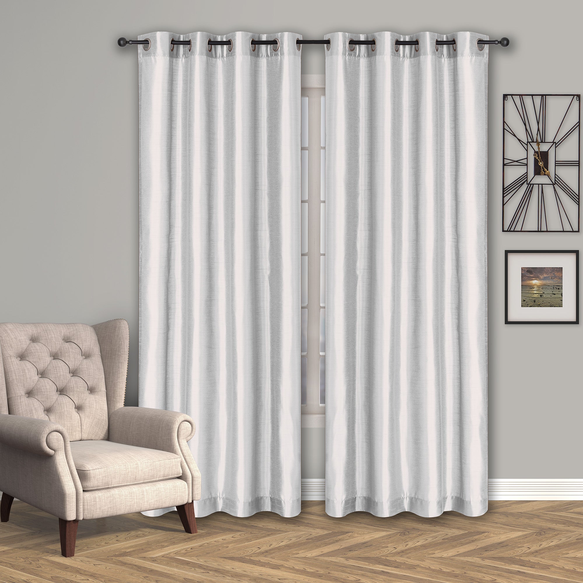 Silk look curtain - White 137 x 218 cm