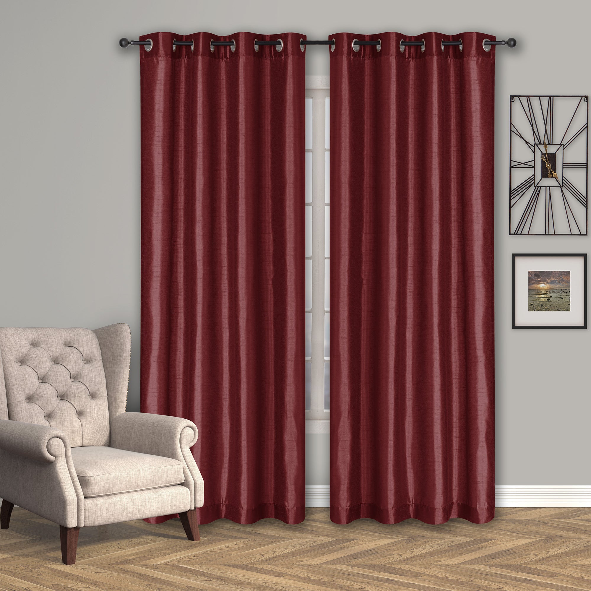 Silk look curtain - Burgundy 137 x 218 cm