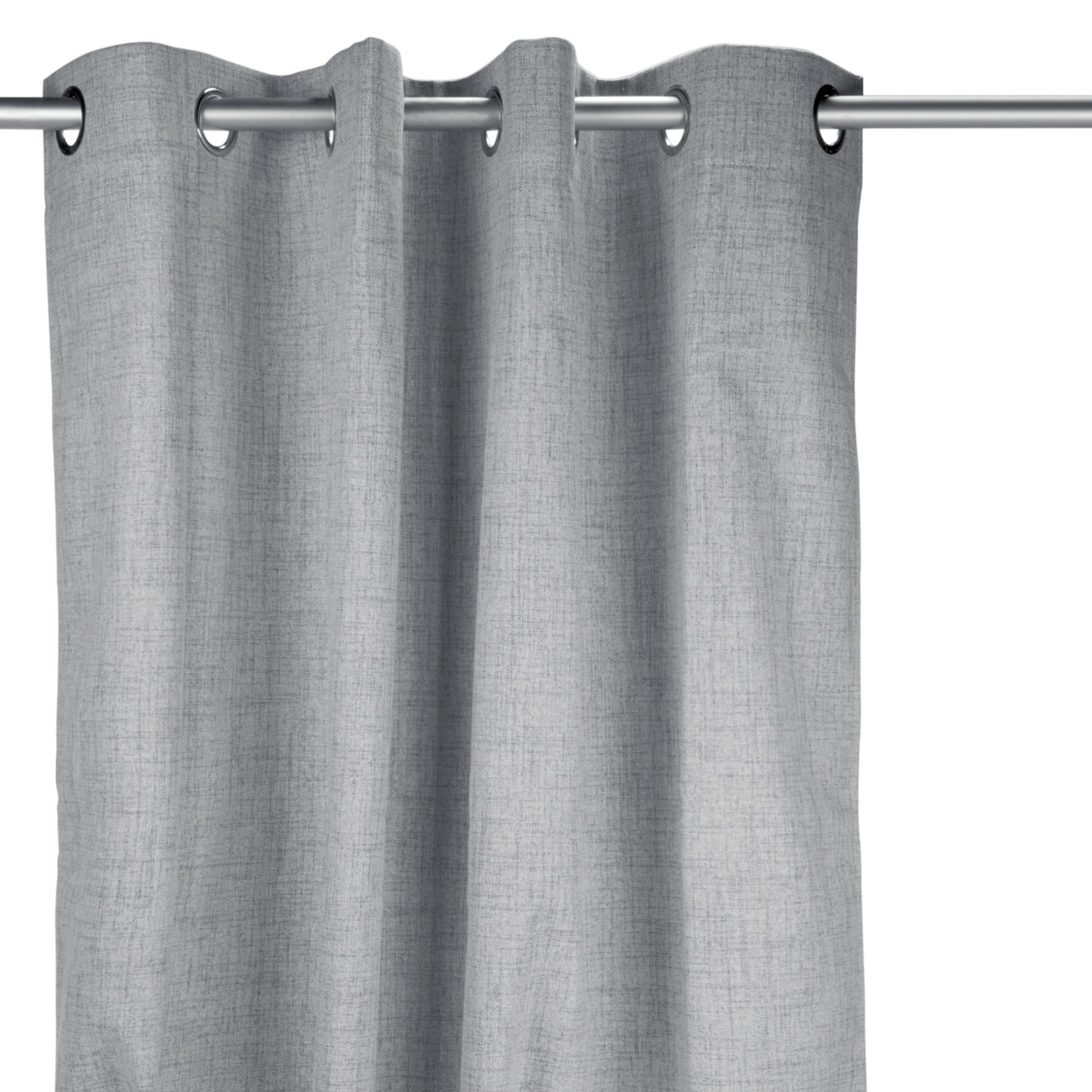 Pale gray linen effect curtain with rings