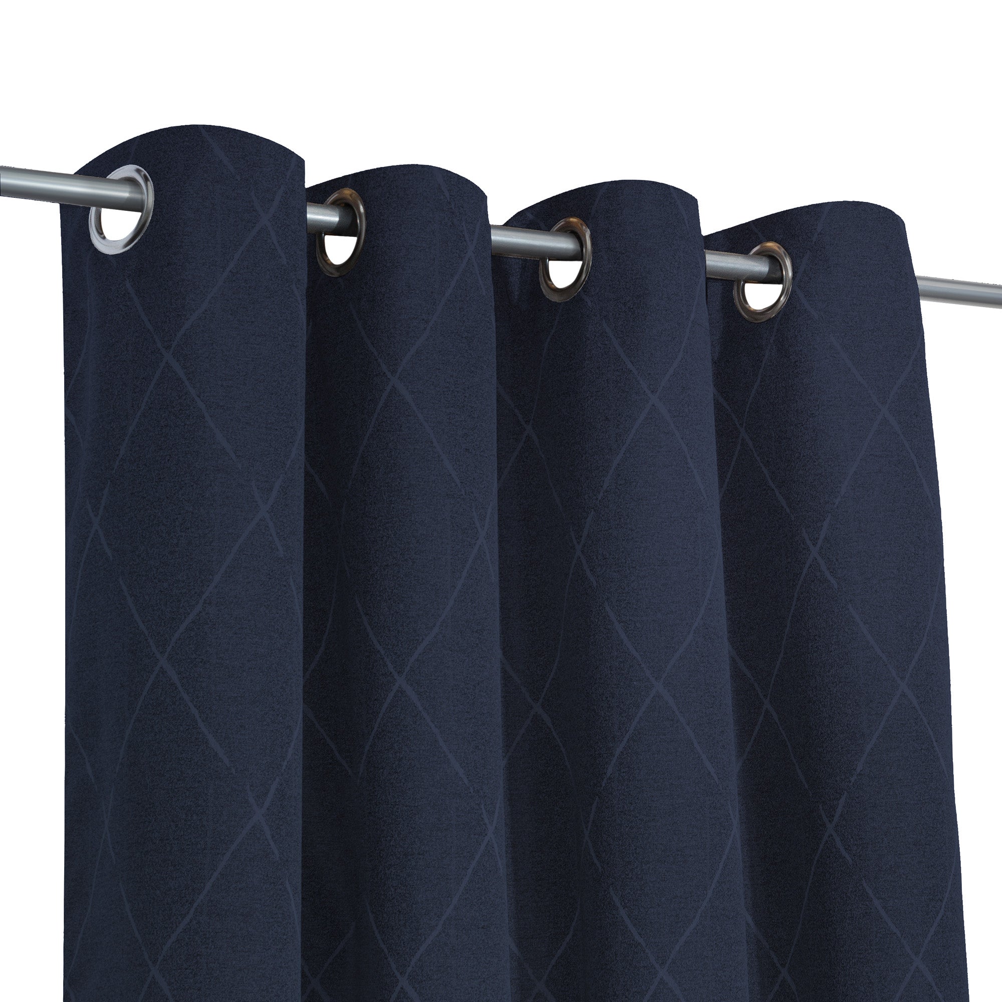 Jacquard curtain - Navy diamond pattern 137 x 213 cm