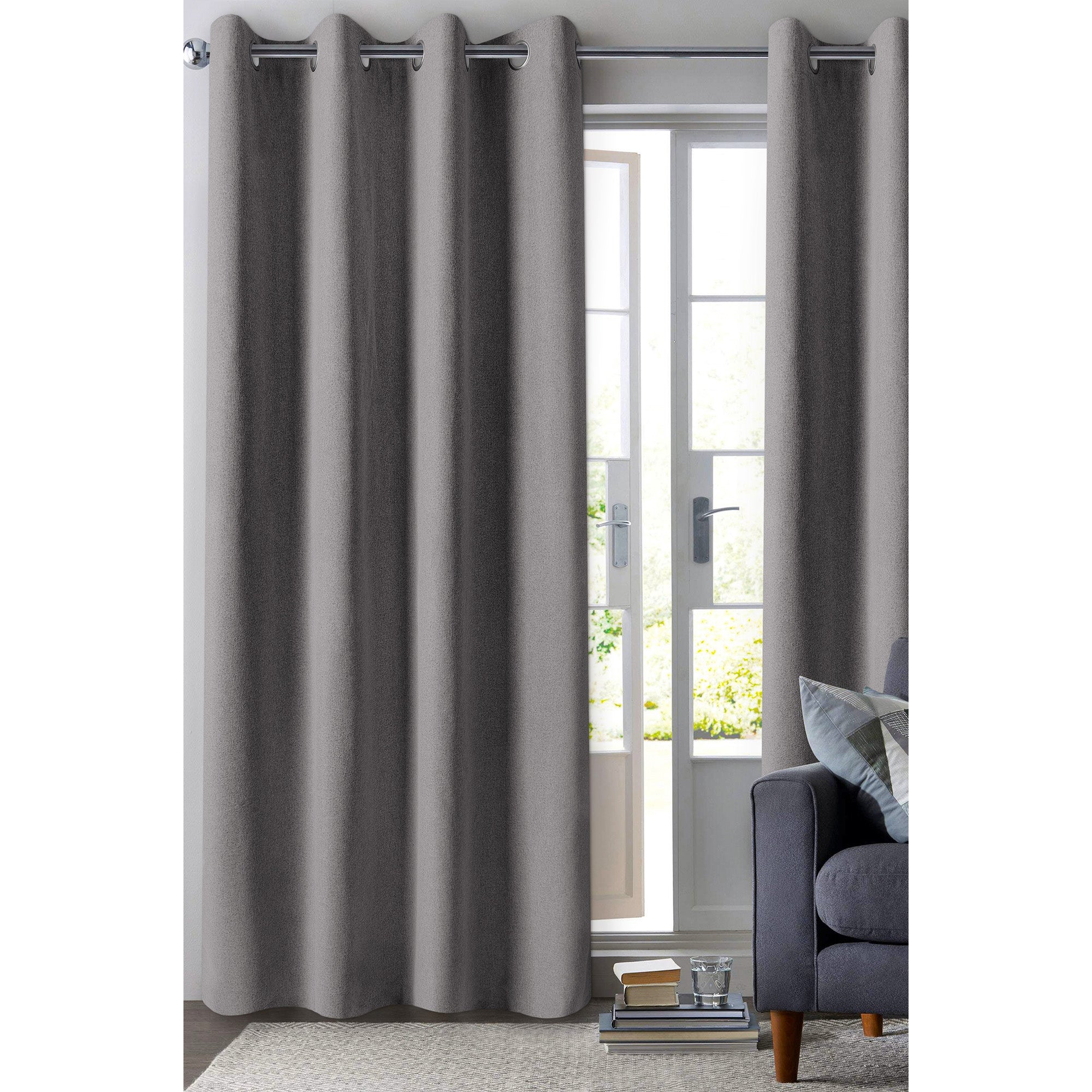 Blackout curtain - Charcoal linen look 137 x 213 cm