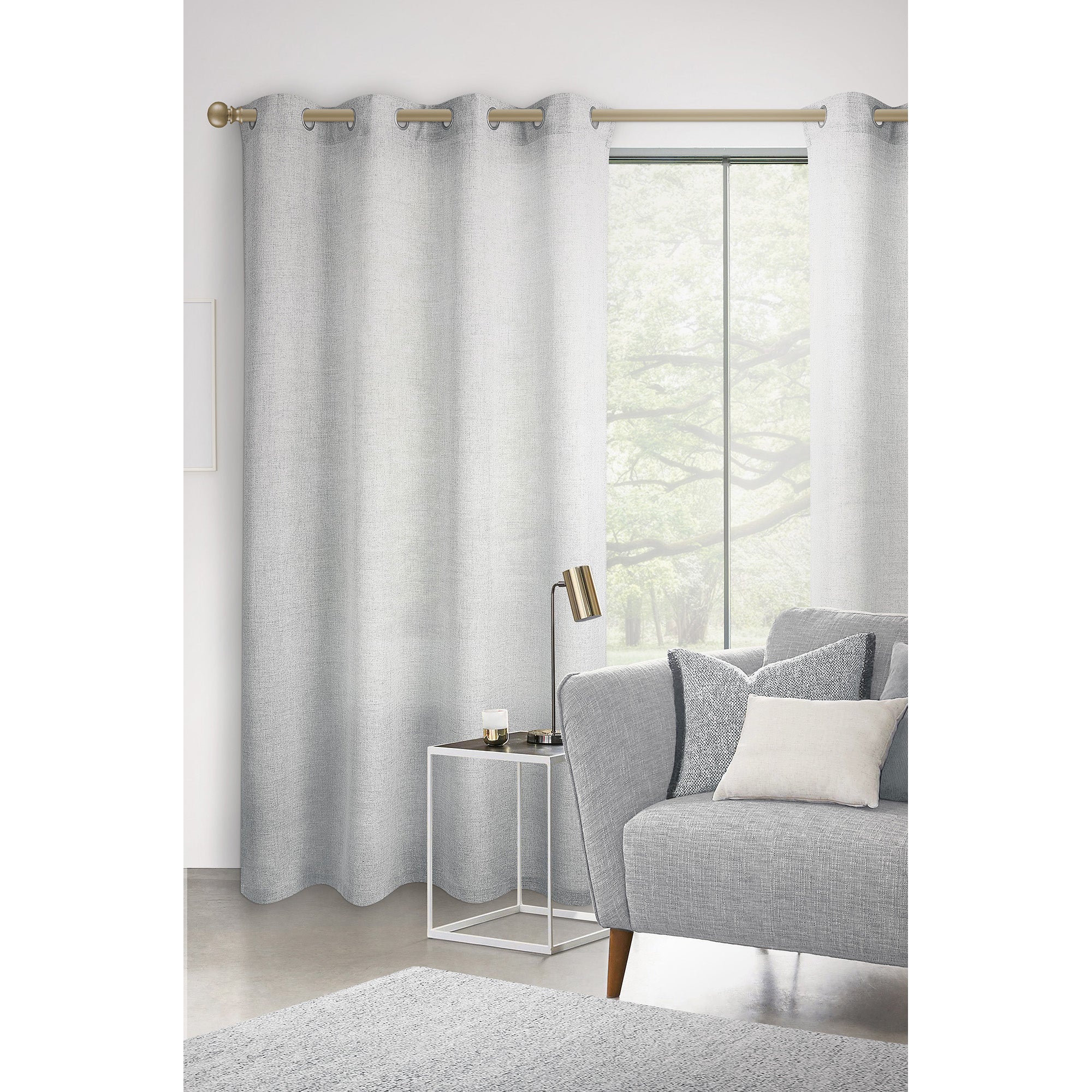 Semi-opaque curtain - Heather gray linen look 137 x 213 cm